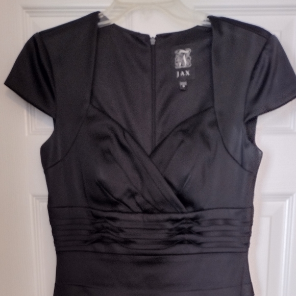 JAX elegant black satin tiered form fitting dress-10 - Picture 1 of 3
